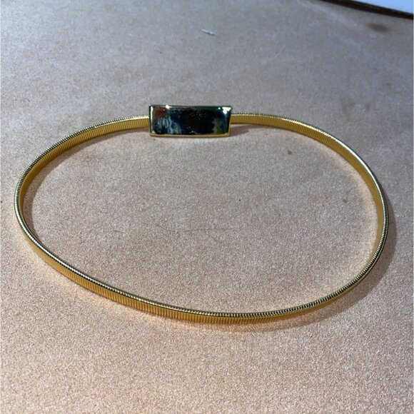 Stretch Belt 70s Disco Vintage Gold Tone Adjustable Metal Rectangular Clasp - Picture 7 of 7